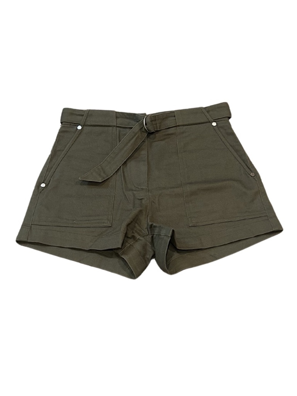rag & bone Lora High Waist Belted Twill Cargo Shorts | Dark Olive | Size 2